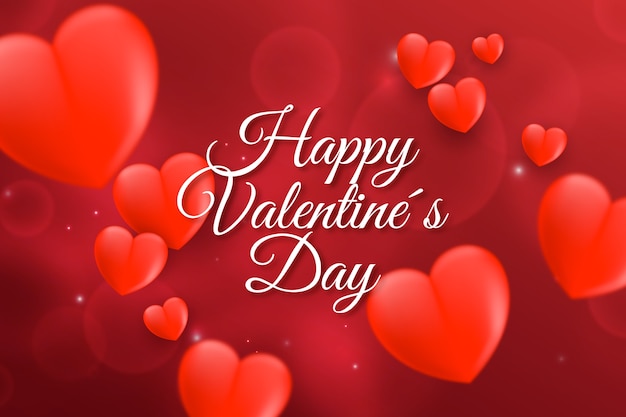 Realistic design valentine's day background with message