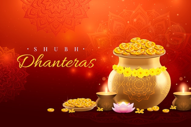 Free vector realistic dhanteras background