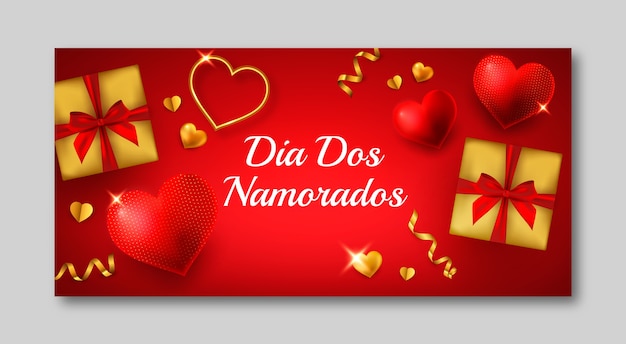 Realistic dia dos namorados banner