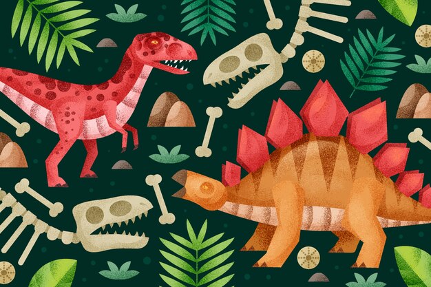 Realistic dinosaurs illustration background