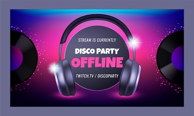 Free Vector realistic disco party social media twitch background