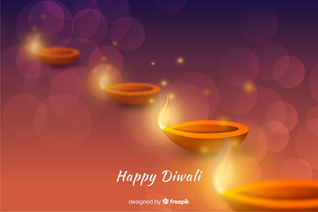 Free Vector realistic diwali background with gradient