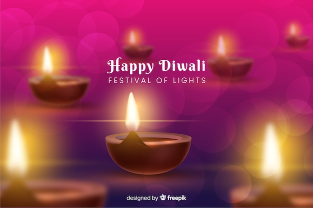 Realistic diwali background with gradient