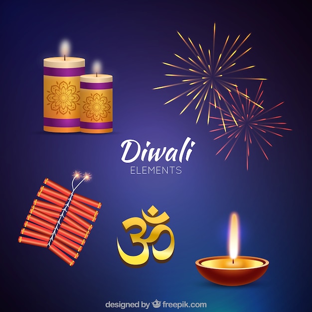 Realistic diwali elements