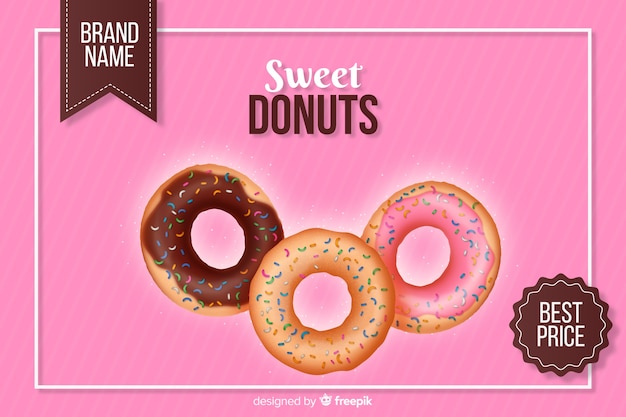 Free Vector realistic donut ad with glaze