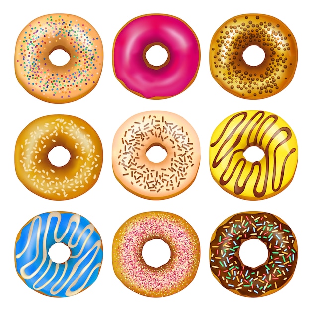 Free Vector realistic donuts set