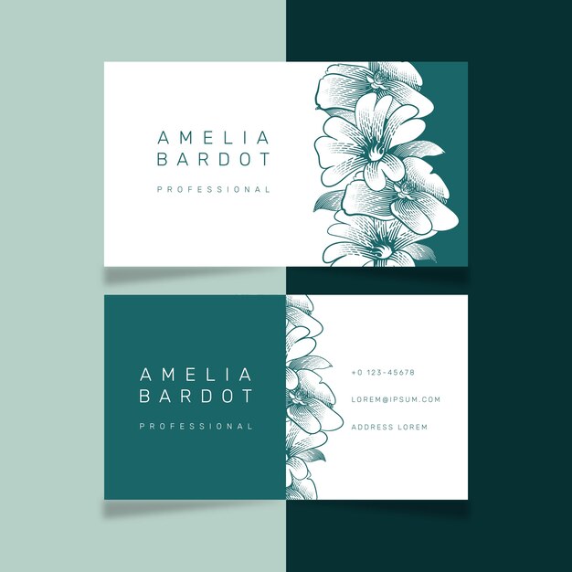 Realistic drawing of  floral theme for business card template