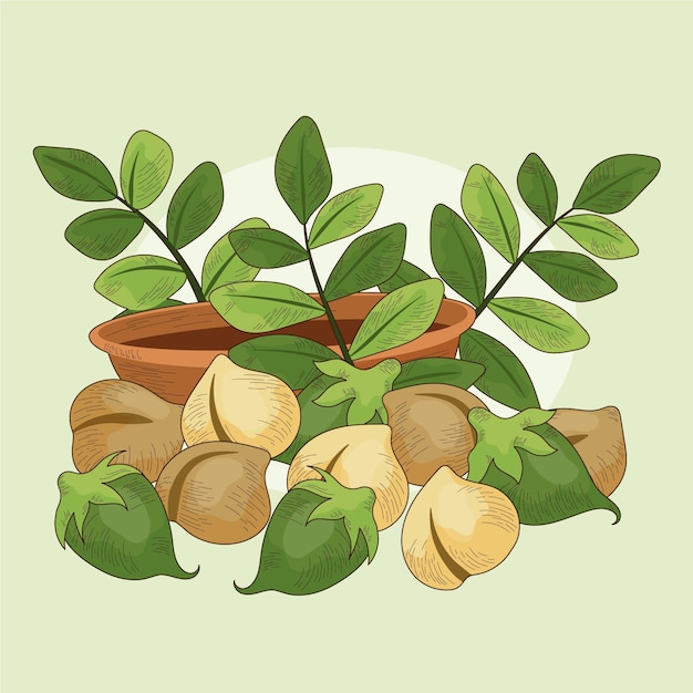 Free Vector realistic drawn chickpea beans and plant