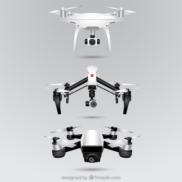 Realistic drone collection of three