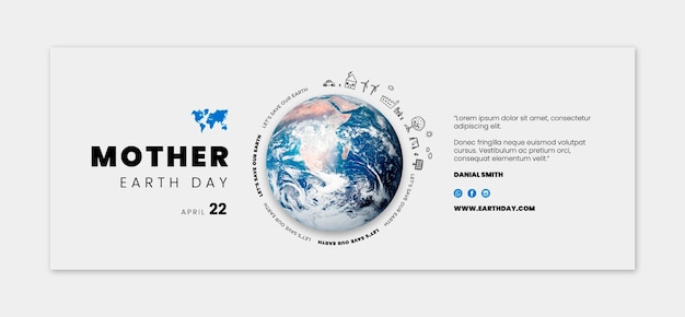 Realistic earth day social media cover template