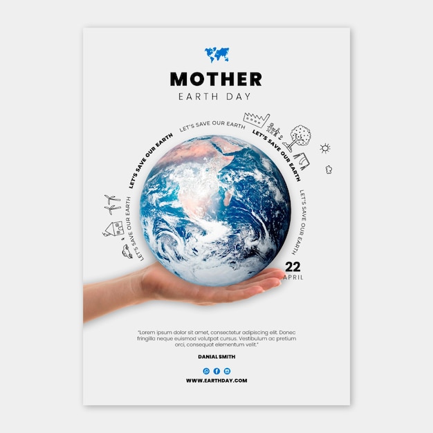 Free Vector realistic earth day vertical poster template