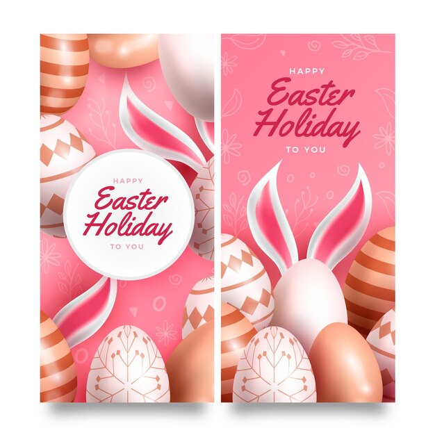 Realistic easter banners