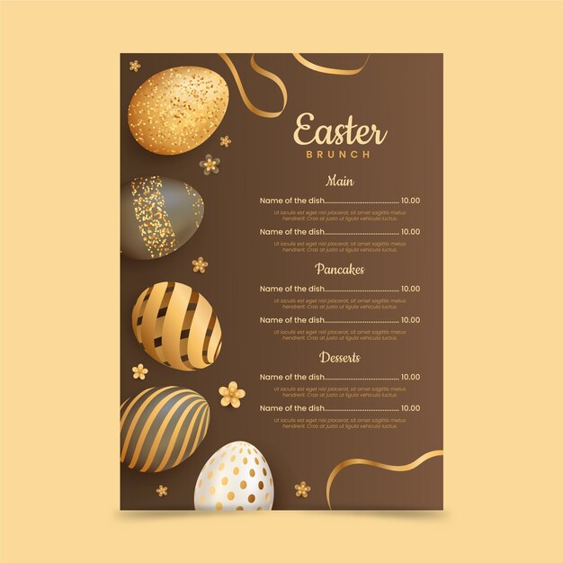 Free Vector realistic easter brunch menu template