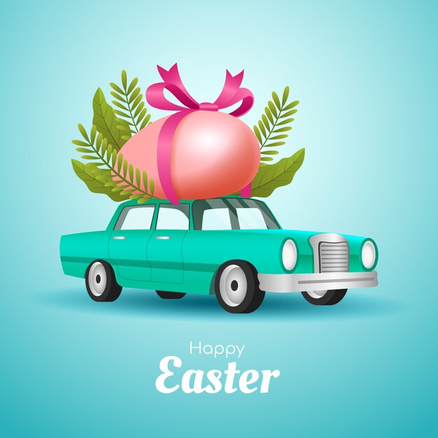 Realistic easter car illustration