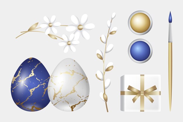 Realistic easter cliparts collection