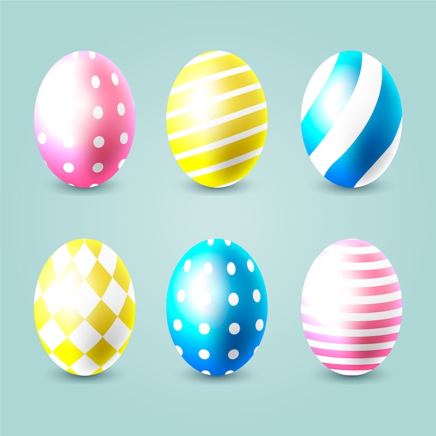 Free Vector realistic easter day egg collection design