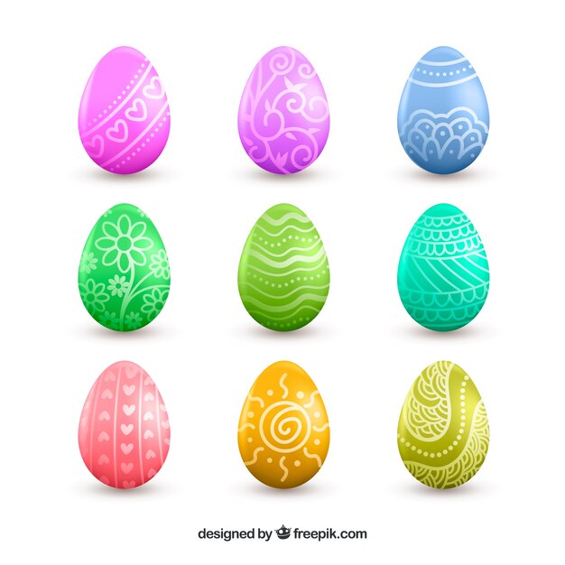 Realistic easter day eggs collection