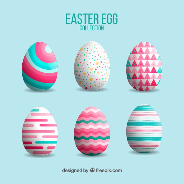 Realistic easter day eggs collection