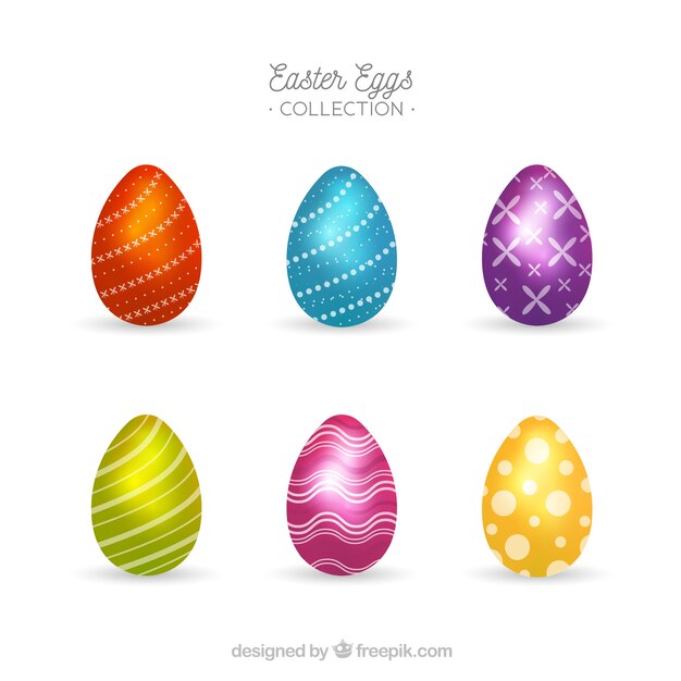 Realistic easter day eggs collection