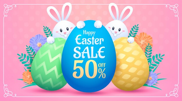 Realistic easter sale horizontal banner template