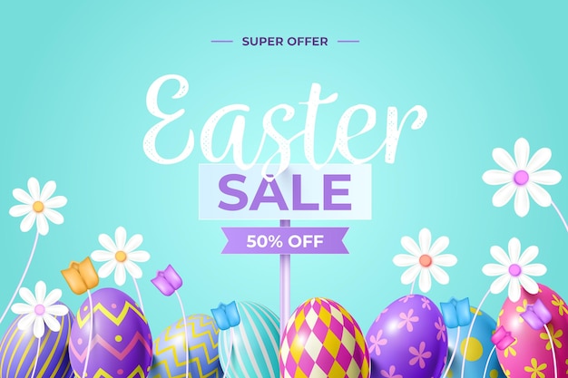 Realistic easter sale illustration