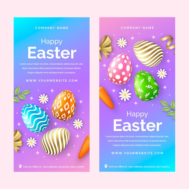 Realistic easter vertical banners pack