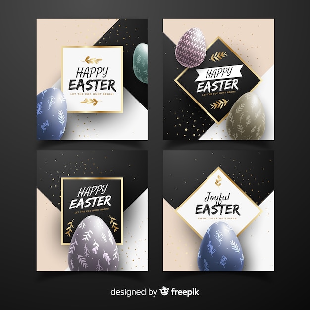 Free Vector realistic eggs easter card collection