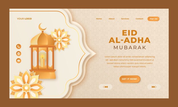 Realistic eid al-adha landing page