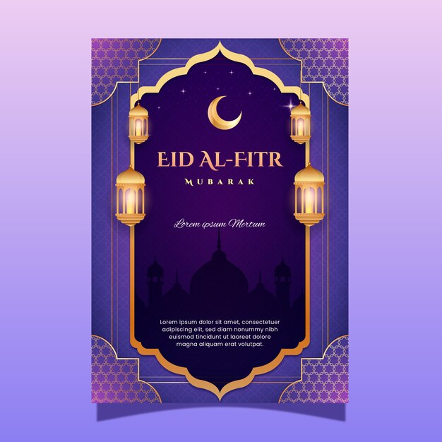 Realistic eid al-fitr greeting card template