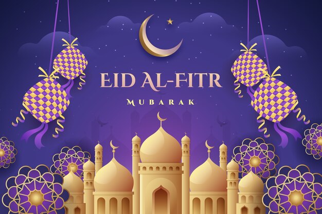 Realistic eid al-fitr illustration