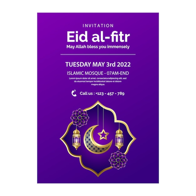 Free Vector realistic eid al-fitr invitation template