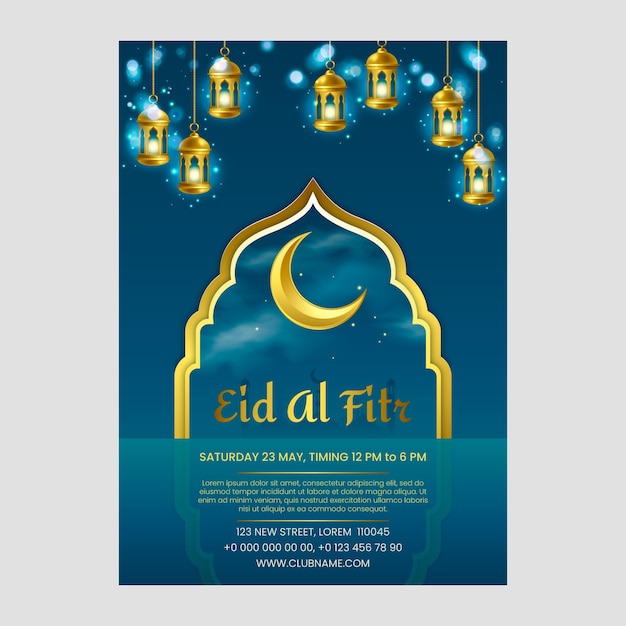 Free vector realistic eid al-fitr poster template