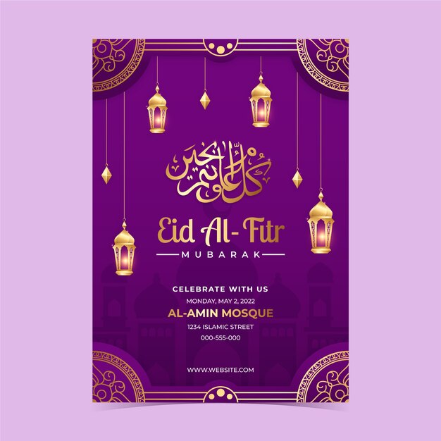 Realistic eid al-fitr poster template