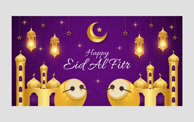 Realistic eid al-fitr social media post template