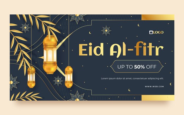 Realistic eid al-fitr social media post template