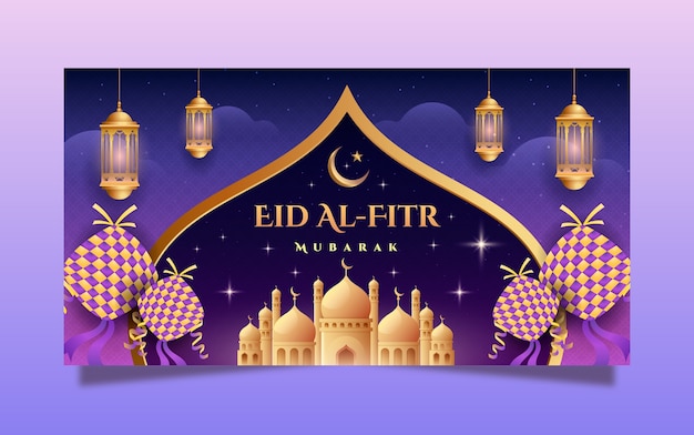 Realistic eid al-fitr social media post template