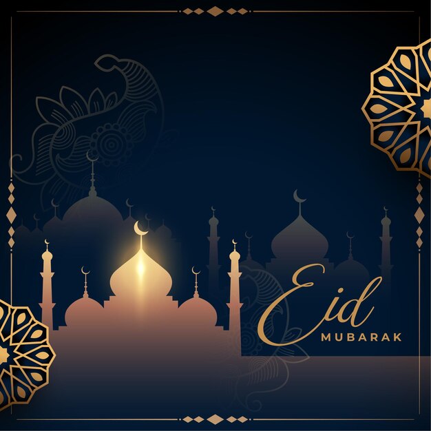 Realistic eid mubarak background with islamic decoration