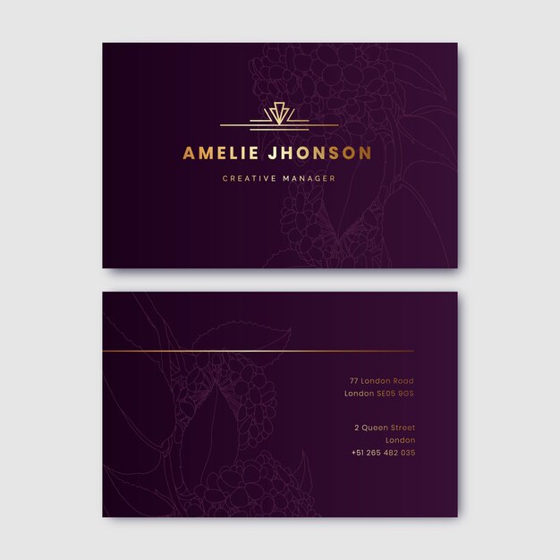 Realistic elegant double-sided horizontal business card template