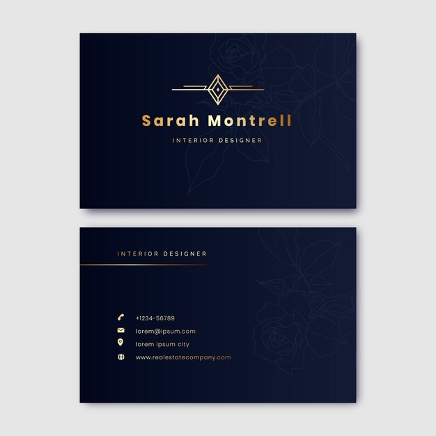 Realistic elegant double-sided horizontal business card template