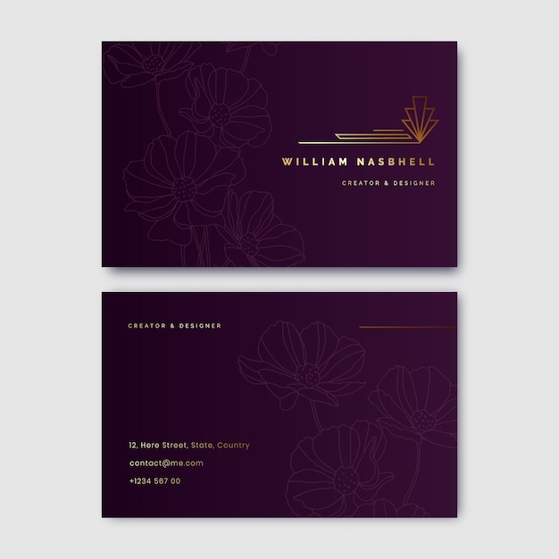 Free Vector realistic elegant double-sided horizontal business card template