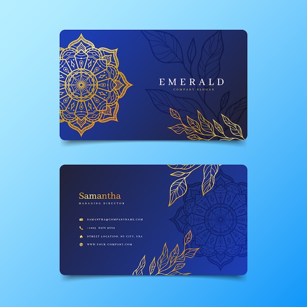 Realistic elegant double-sided horizontal business card template