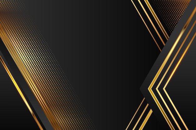 Realistic elegant geometric shapes background in golden and black