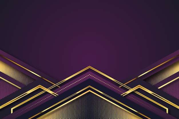 Realistic elegant geometric shapes background in golden and violet