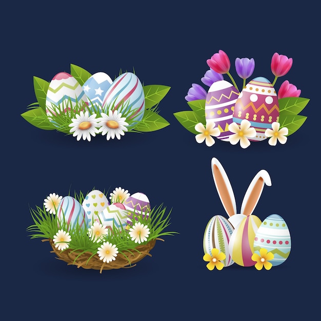 Realistic elements collection for easter celebration