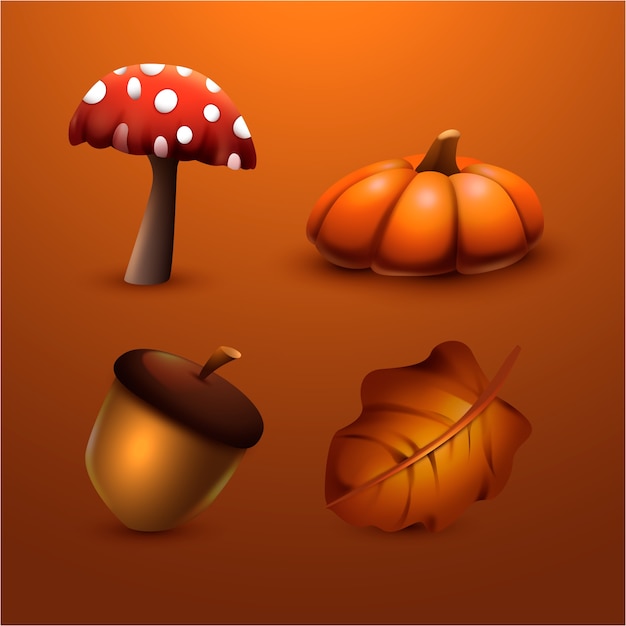 Free Vector realistic elements collection for fall season