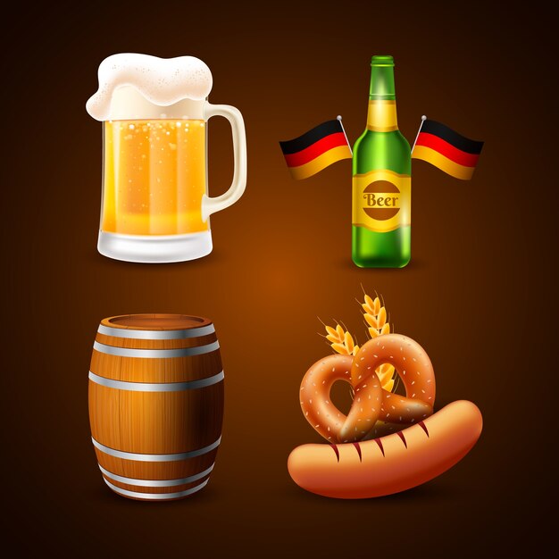 Realistic elements collection for oktoberfest celebration