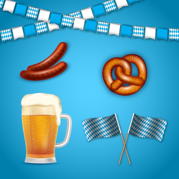 Free Vector realistic elements collection for oktoberfest festival