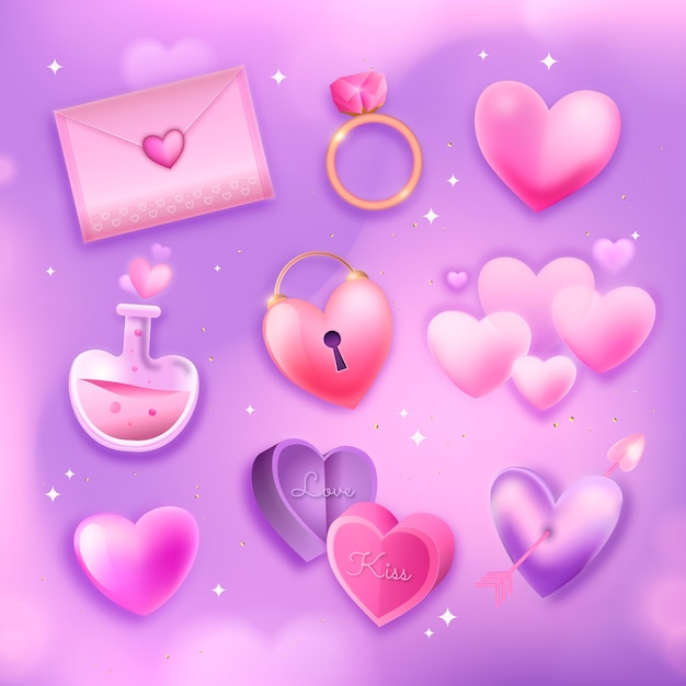 Free Vector realistic elements collection for valentines day