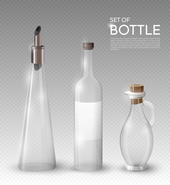 Free vector realistic empty glass bottles collection