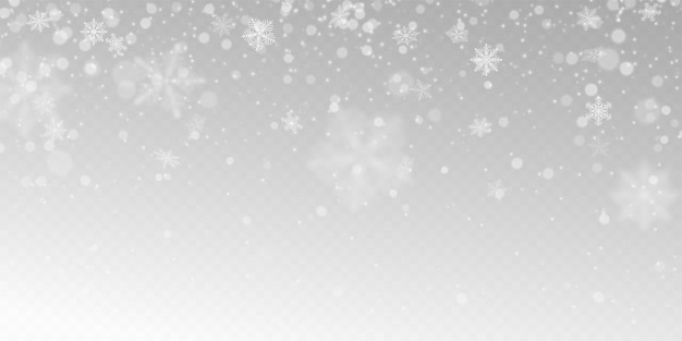 Free Vector realistic falling snow with white snowflakes, light effect.